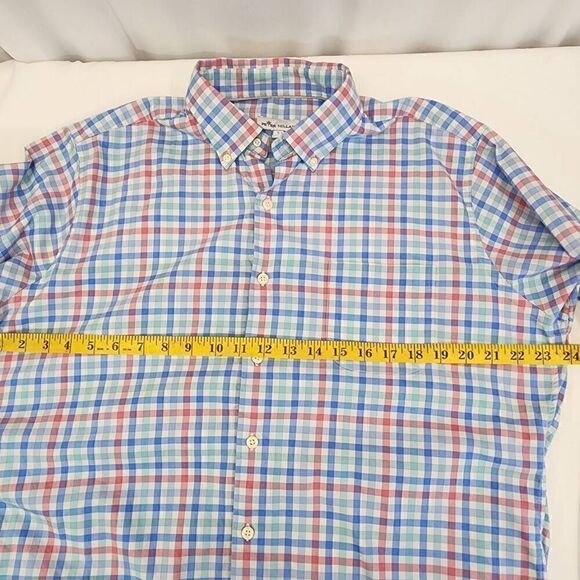 Peter Millar Men's Long-Sleeve Button-up Blue Green Plaid Shirt Size L j14 - Picture 6 of 10